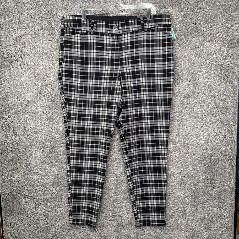 NWT Maurice’s Pull On Skinny Ankle Bengaline Pants Mid Rise XL  Plaid Neutral
